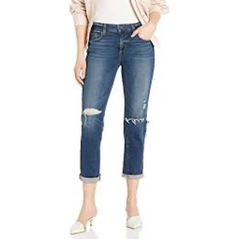 PAIGE Brigitte Slim Boyfriend Distressed Jeans Blue Size 25-28